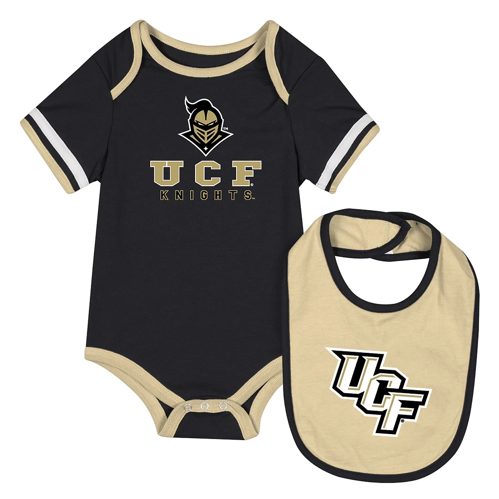 Ensemble body et bavoir Colosseum Black UCF Knights pour nouveau-né bébé