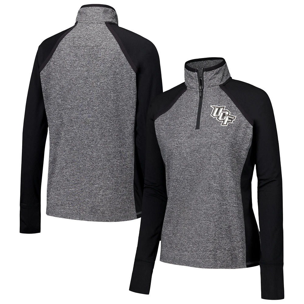 Women's Black/Heather Gray UCF Knights Finalist Raglan Quarter-Zip Jacket