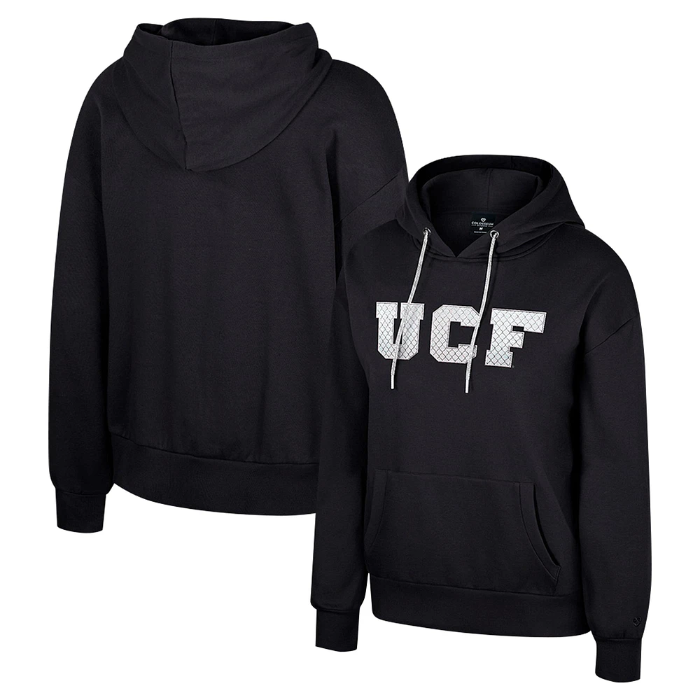 Sweat à capuche cordon de serrage avec strass réfléchissants Colosseum Black UCF Knights pour femme