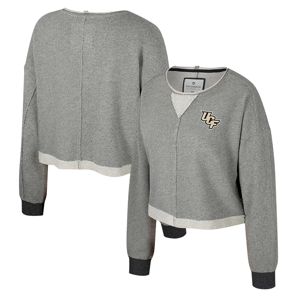 Sweat-shirt court à encolure dégagée Colosseum Anthracite UCF Knights Magnum pour femme