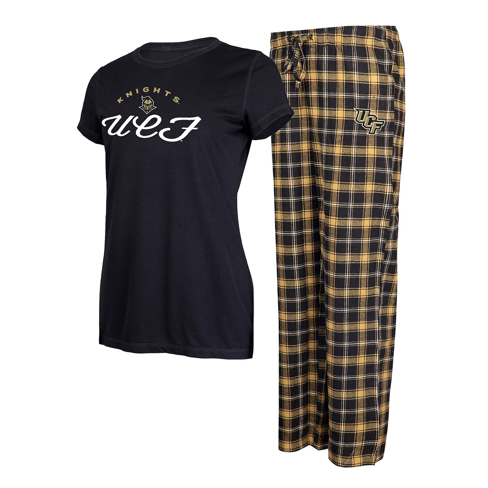 Women's Concepts Sport Black/Gold UCF Knights Arctic T-Shirt & Flannel Pants Sleep Set