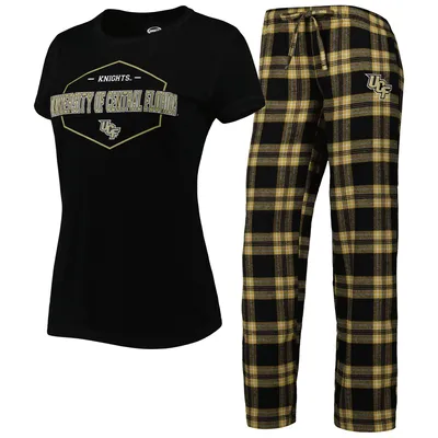 UCF Knights Concepts Sport Women's Badge T-Shirt & Flannel Pants Sleep Set - Black/Gold