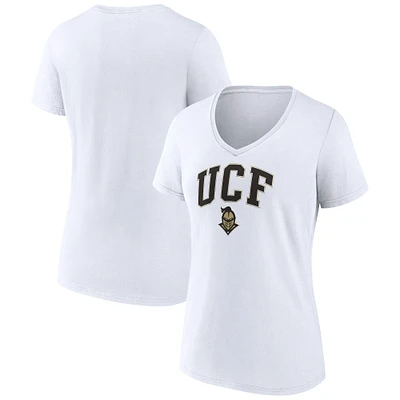 T-shirt à col en V blanc Fanatics UCF Knights Campus pour femmes