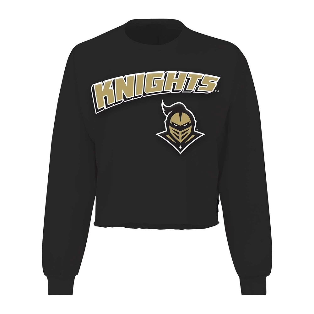 Women's Spirit Jersey Black UCF Knights Slouchy Cropped Long Sleeve T-Shirt