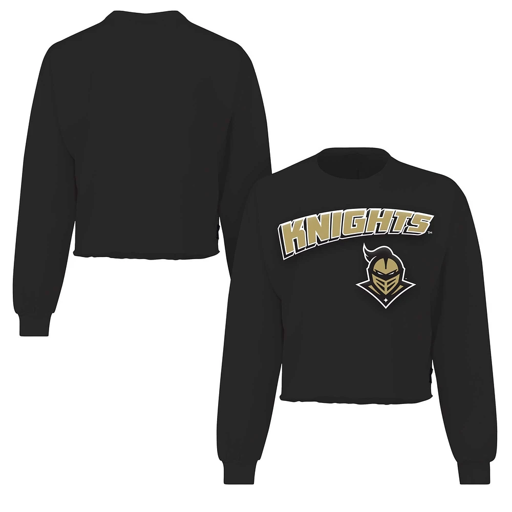 Women's Spirit Jersey Black UCF Knights Slouchy Cropped Long Sleeve T-Shirt