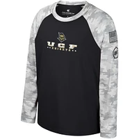 T-shirt à manches longues Colosseum noir/camouflage UCF Knights OHT pour appréciation militaire Dark Star Raglan