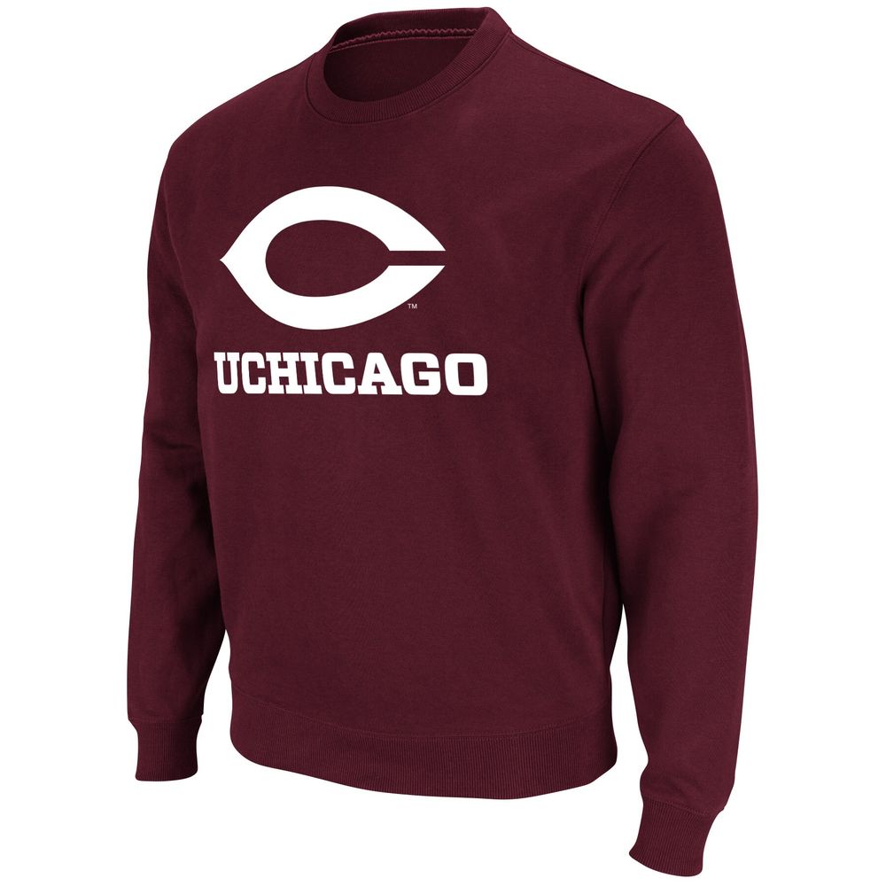 Men's Colosseum Maroon UChicago Maroons Arch Over Logo Pullover Sweatshirt