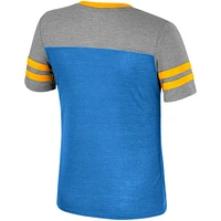 T-shirt d'été rayé à col en V pour filles, bleu Colosseum/gris chiné, UCLA Bruins