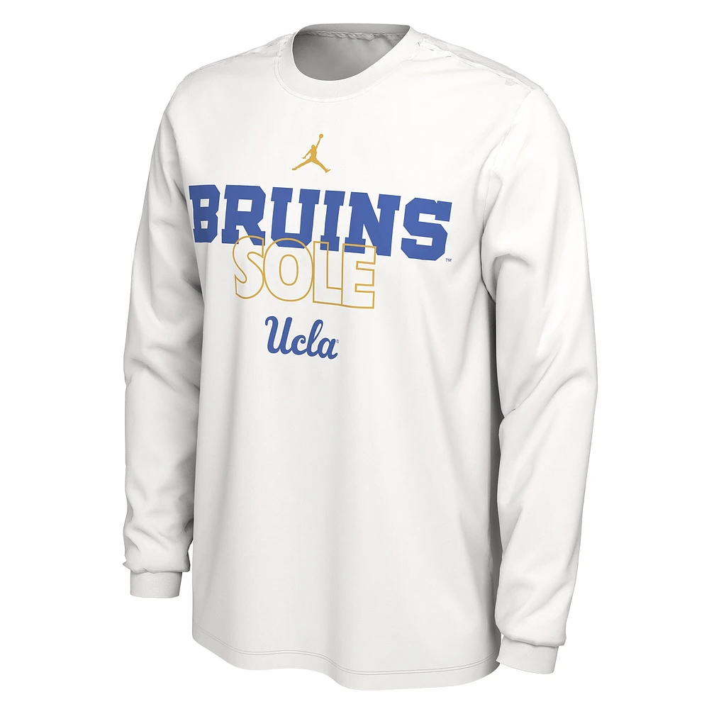 Jordan Brand  White UCLA Bruins 2023 On Court Bench Long Sleeve T-Shirt