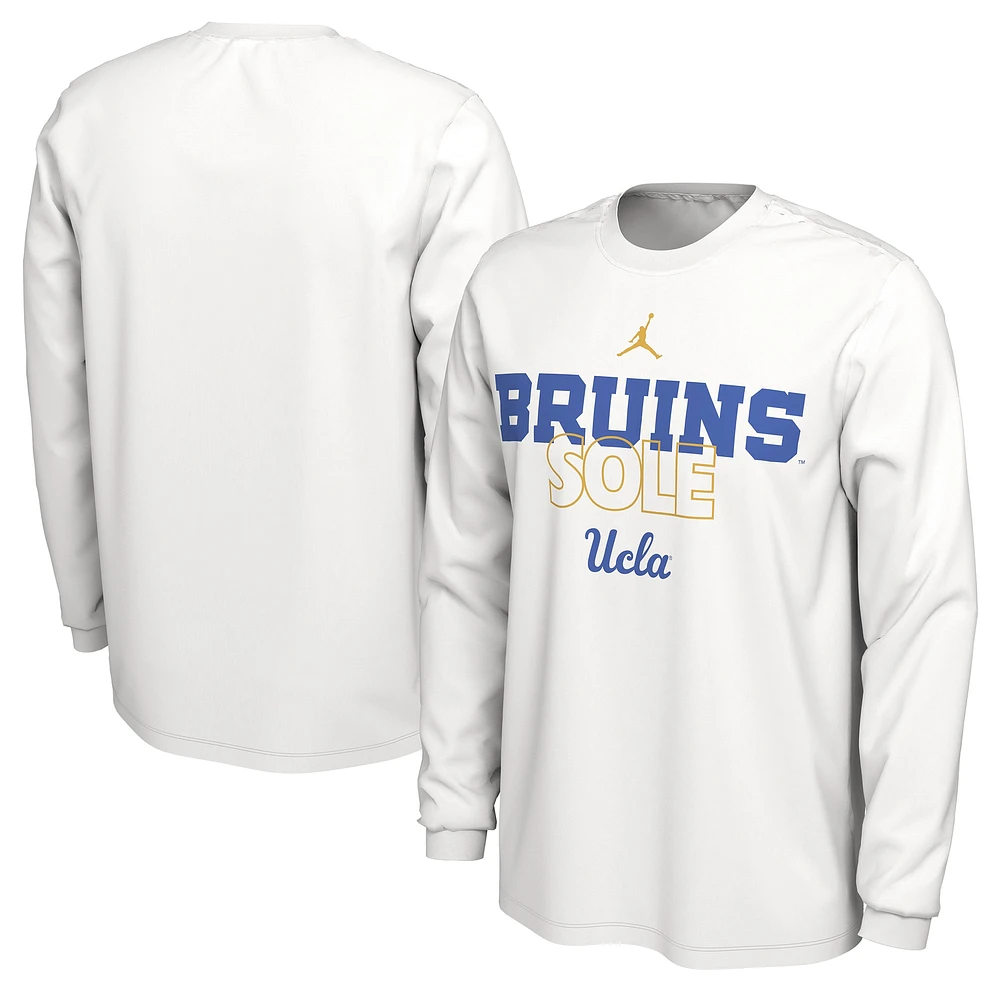 Jordan Brand  White UCLA Bruins 2023 On Court Bench Long Sleeve T-Shirt