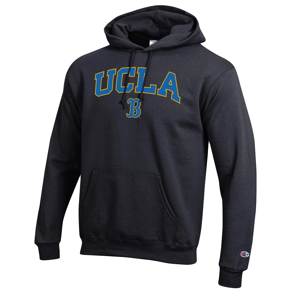 Sweat à capuche noir Champion pour homme avec logo Arch Over des Bruins de l'UCLA