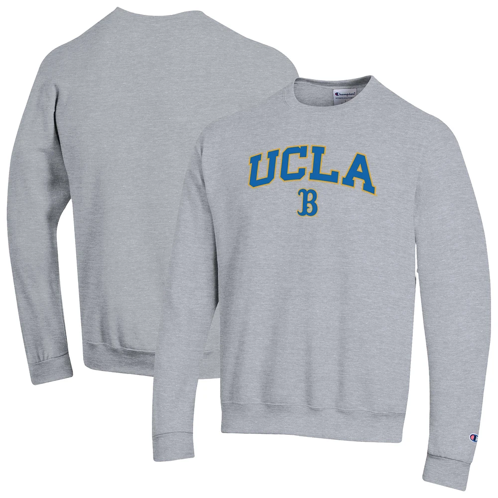 Men's Champion  Heather Gray UCLA Bruins Arch Over Logo Pullover Sweatshirt