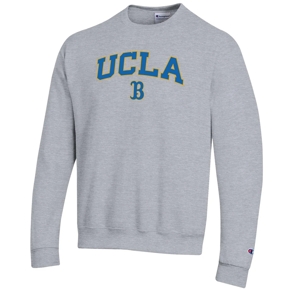 Men's Champion  Heather Gray UCLA Bruins Arch Over Logo Pullover Sweatshirt