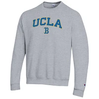 Men's Champion  Heather Gray UCLA Bruins Arch Over Logo Pullover Sweatshirt