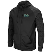 Men's Colosseum Black UCLA Bruins Blackout 3.0 Tonal Raglan Full-Zip Hoodie