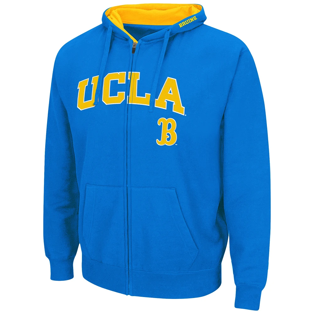 Men's Colosseum Blue UCLA Bruins Arch & Logo 3.0 Full-Zip Hoodie