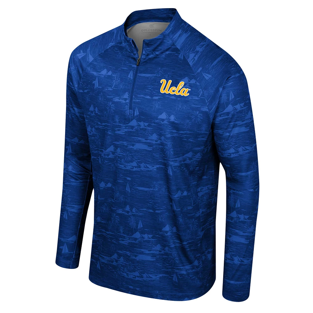 Veste à quart de zip Colosseum Blue UCLA Bruins Carson Raglan pour hommes