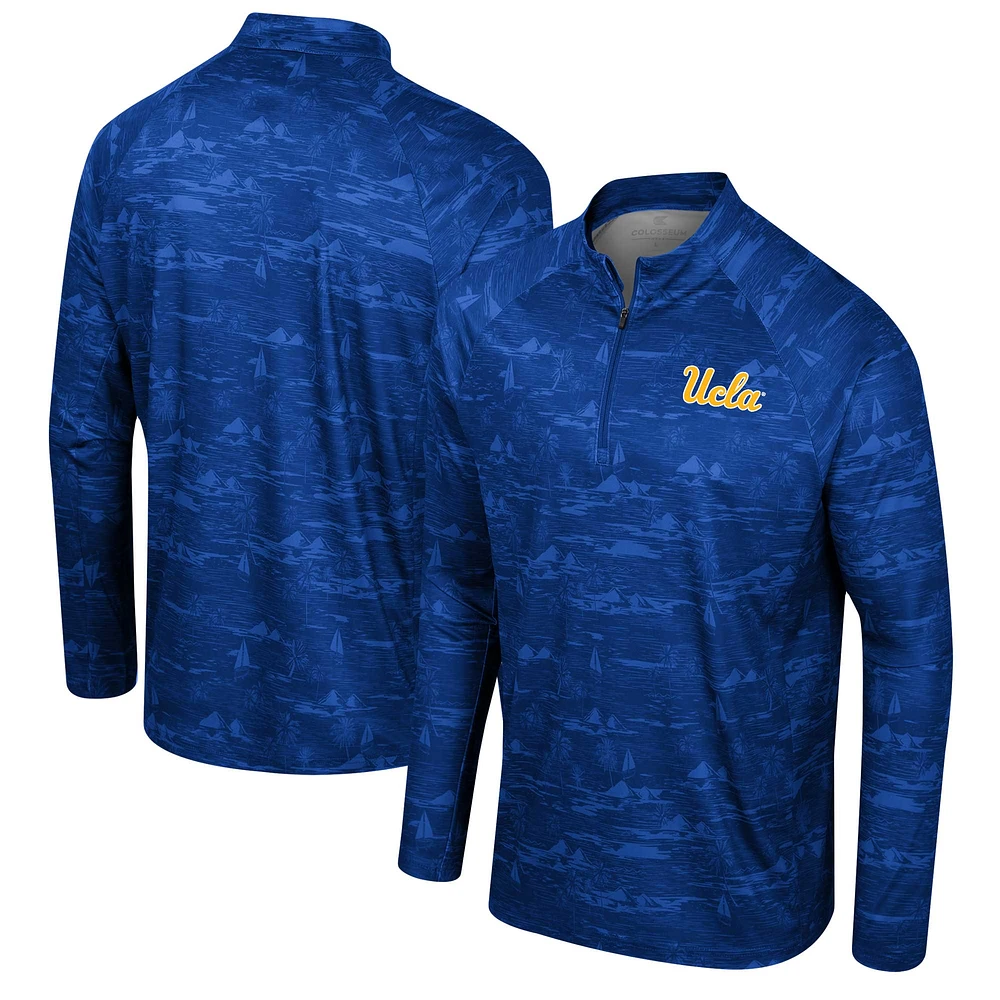 Veste à quart de zip Colosseum Blue UCLA Bruins Carson Raglan pour hommes