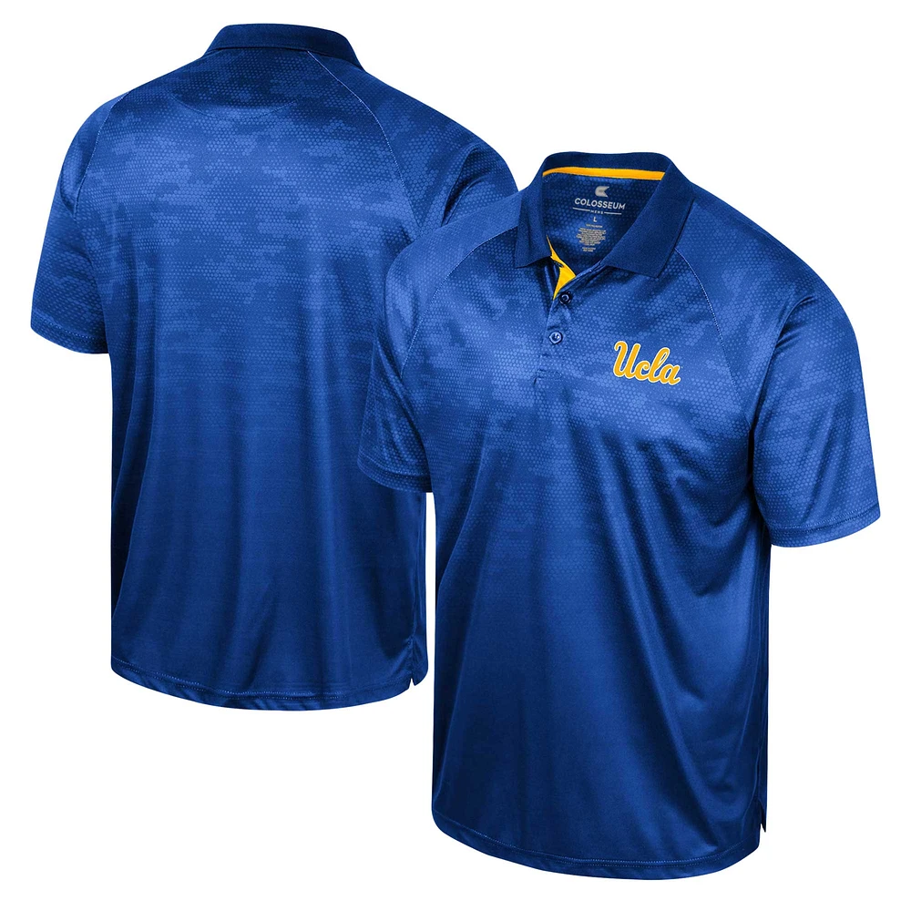 Men's Colosseum Blue UCLA Bruins Honeycomb Raglan Polo