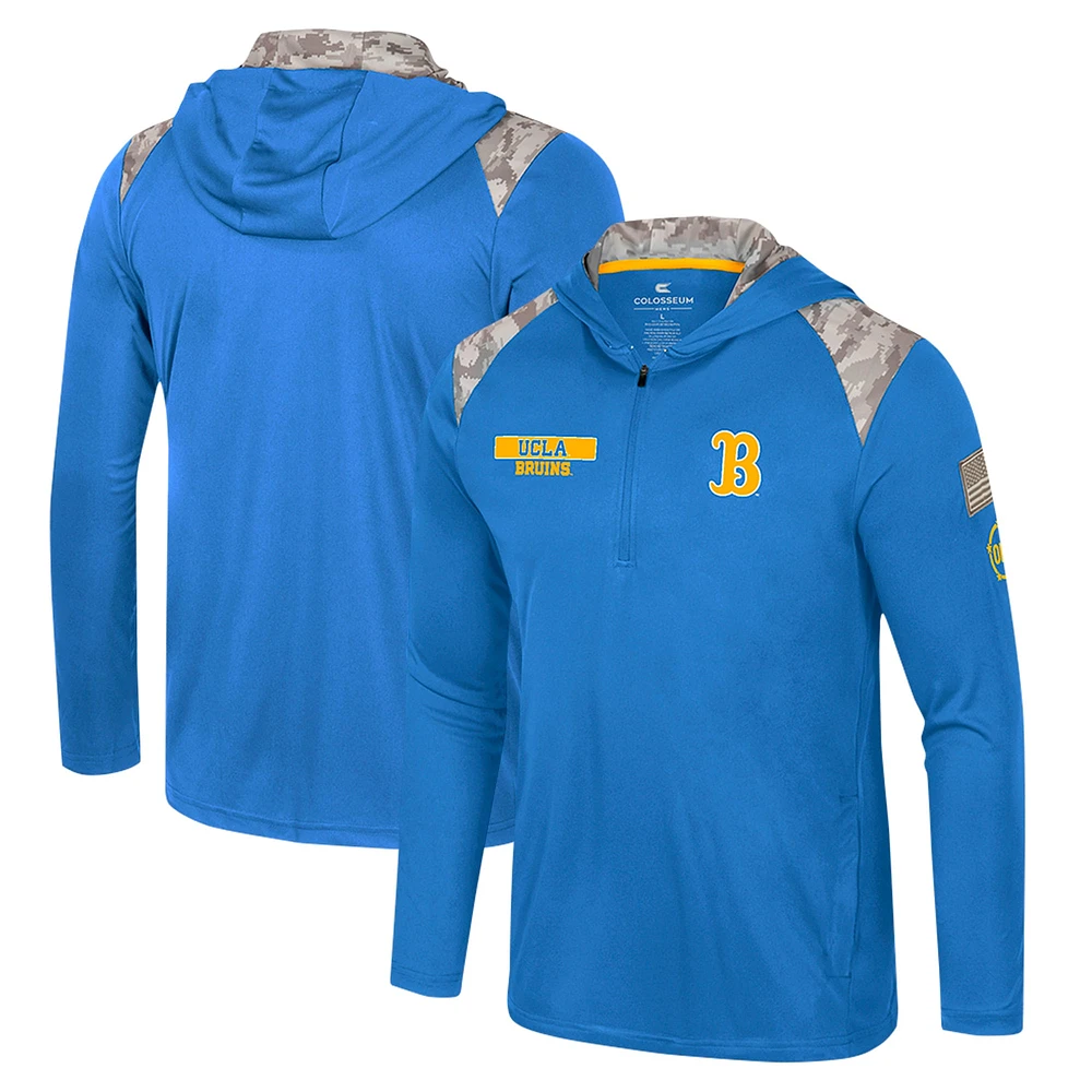 Men's Colosseum Blue UCLA Bruins OHT Military Appreciation Quarter-Zip Hoodie Jacket