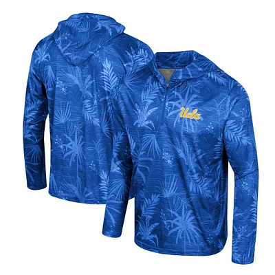 Haut à capuche léger imprimé Colosseum Blue UCLA Bruins Palms avec fermeture éclair sur un quart pour homme