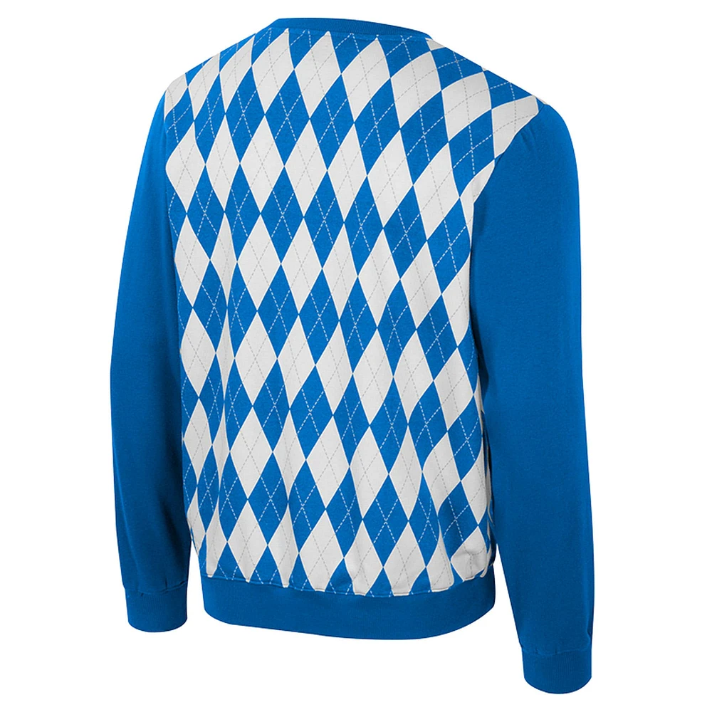 Men's Colosseum Blue UCLA Bruins The Dealio Argyle Pullover Sweatshirt