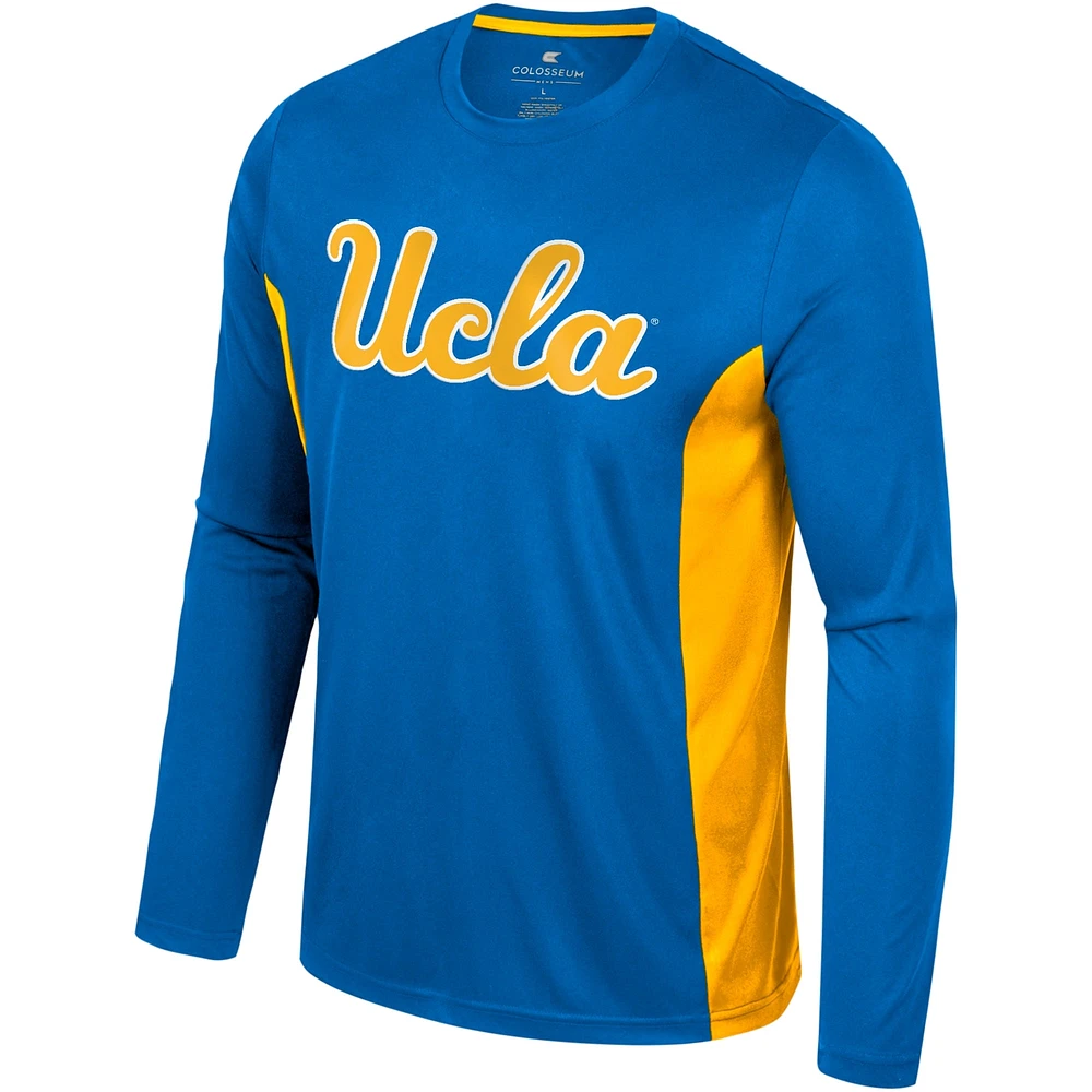 T-shirt d'échauffement à manches longues pour hommes, bleu Colosseum, UCLA Bruins