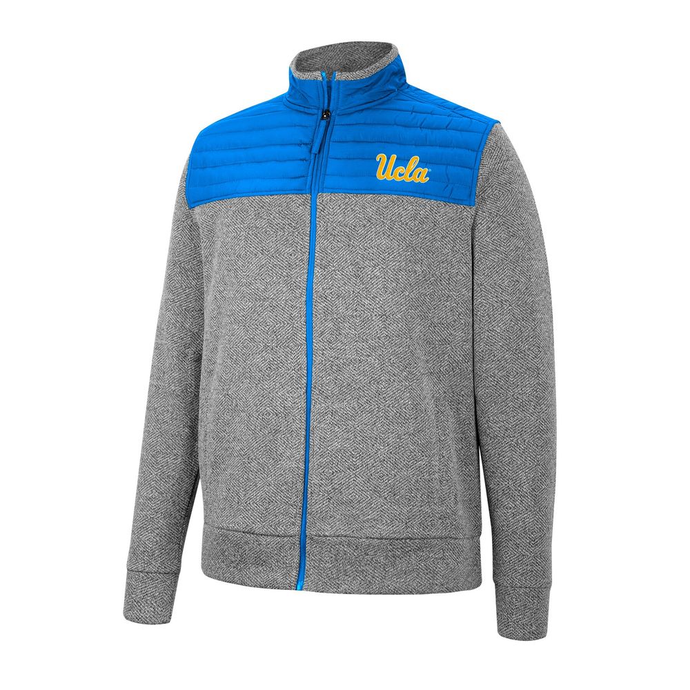 Men's Colosseum Charcoal/Blue UCLA Bruins Putter Herringbone Full-Zip Jacket