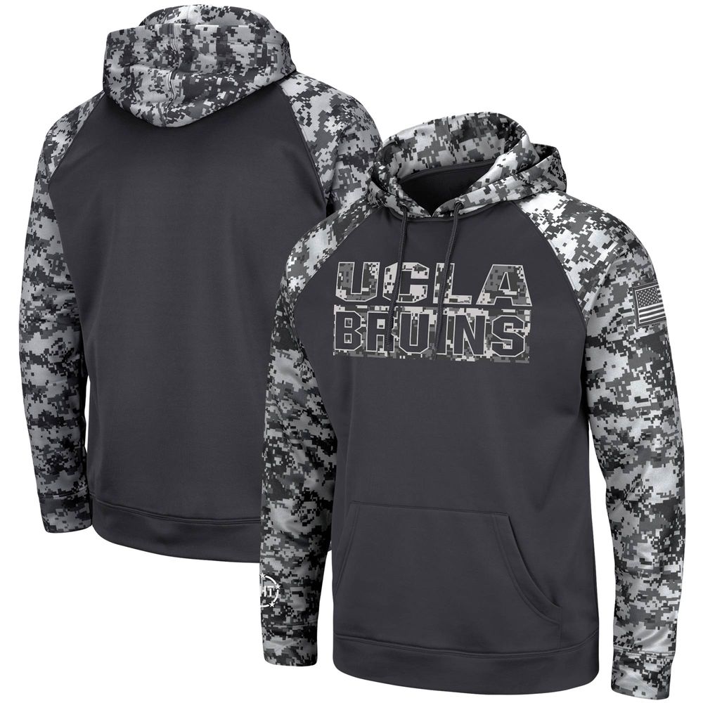 Men's Colosseum Charcoal UCLA Bruins OHT Military Appreciation Digital Camo Pullover Hoodie