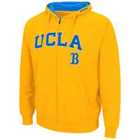 Men's Colosseum Gold UCLA Bruins Arch & Logo 3.0 Full-Zip Hoodie