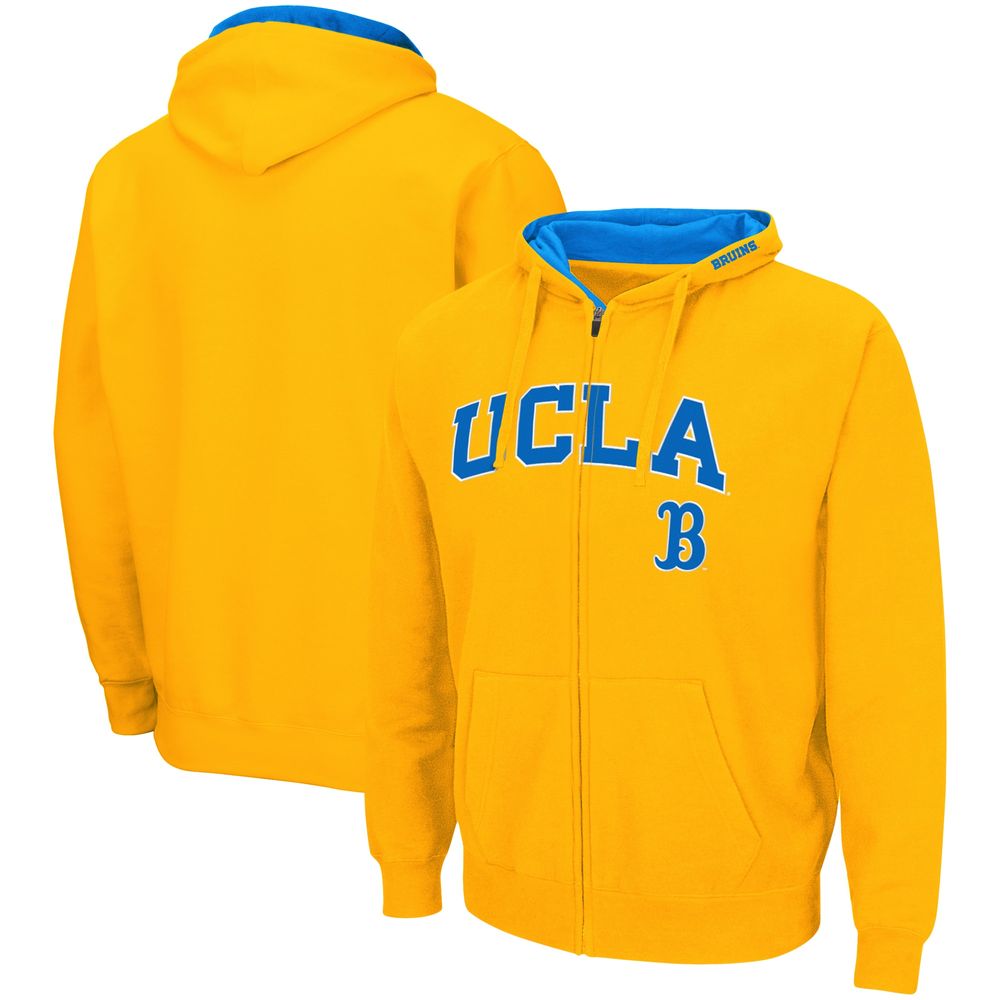 Men's Colosseum Gold UCLA Bruins Arch & Logo 3.0 Full-Zip Hoodie