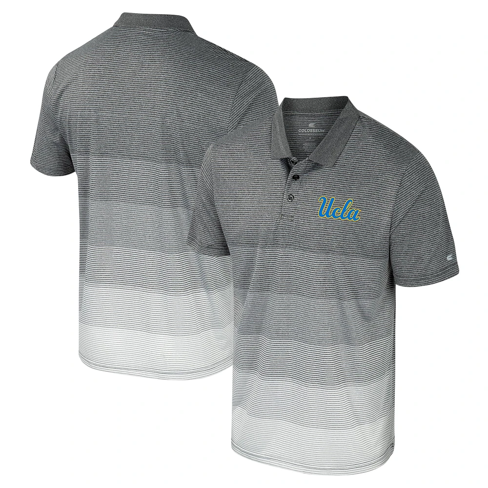 Men's Colosseum Gray UCLA Bruins Striped Mesh Polo