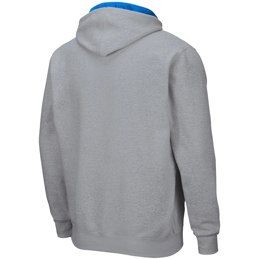 Men's Colosseum Heathered Gray UCLA Bruins Arch & Logo 3.0 Full-Zip Hoodie