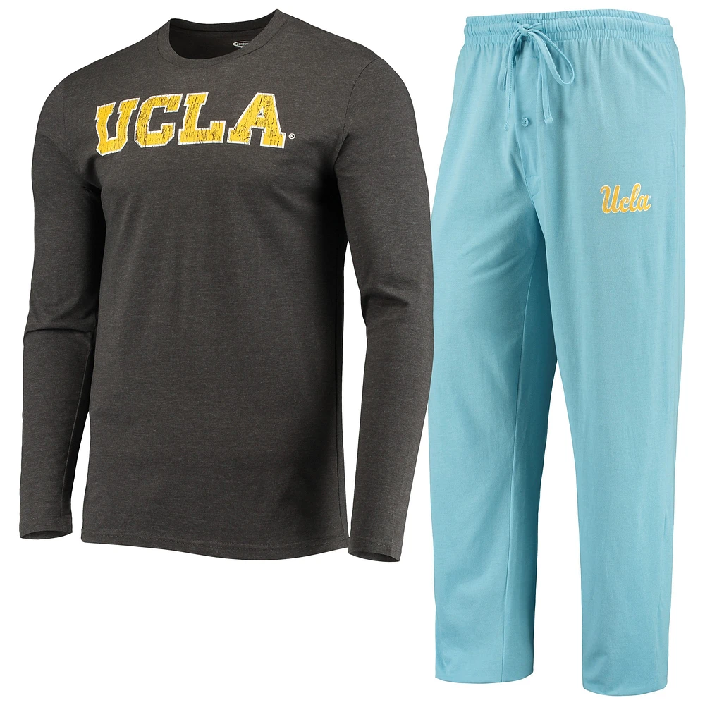 Concepts Sport Bleu clair/anthracite chiné UCLA Bruins Meter T-shirt à manches longues et pantalon Ensemble de nuit