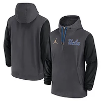 Sweat à capuche demi-zip Jordan Brand pour homme, anthracite, UCLA Bruins 2024 Sideline Pregame Player