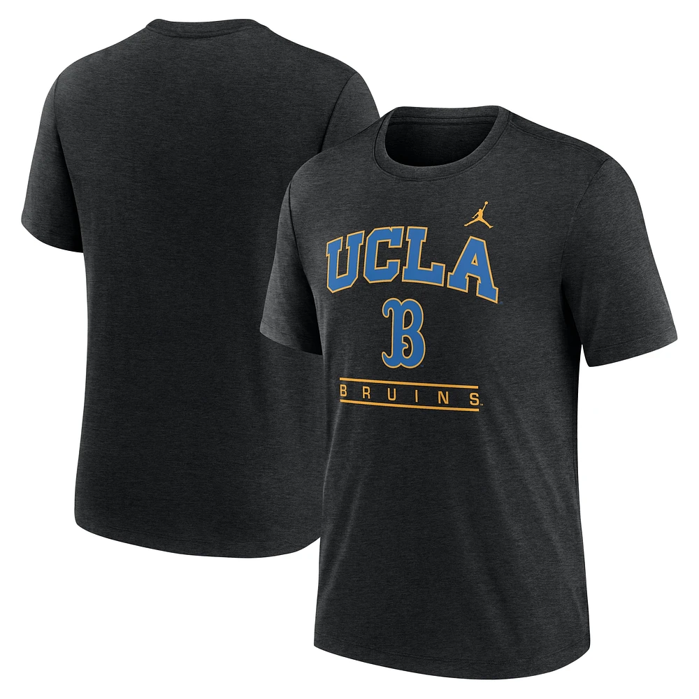 T-shirt noir Jordan Brand Tri-Blend avec logo UCLA Bruins Arch Over pour homme