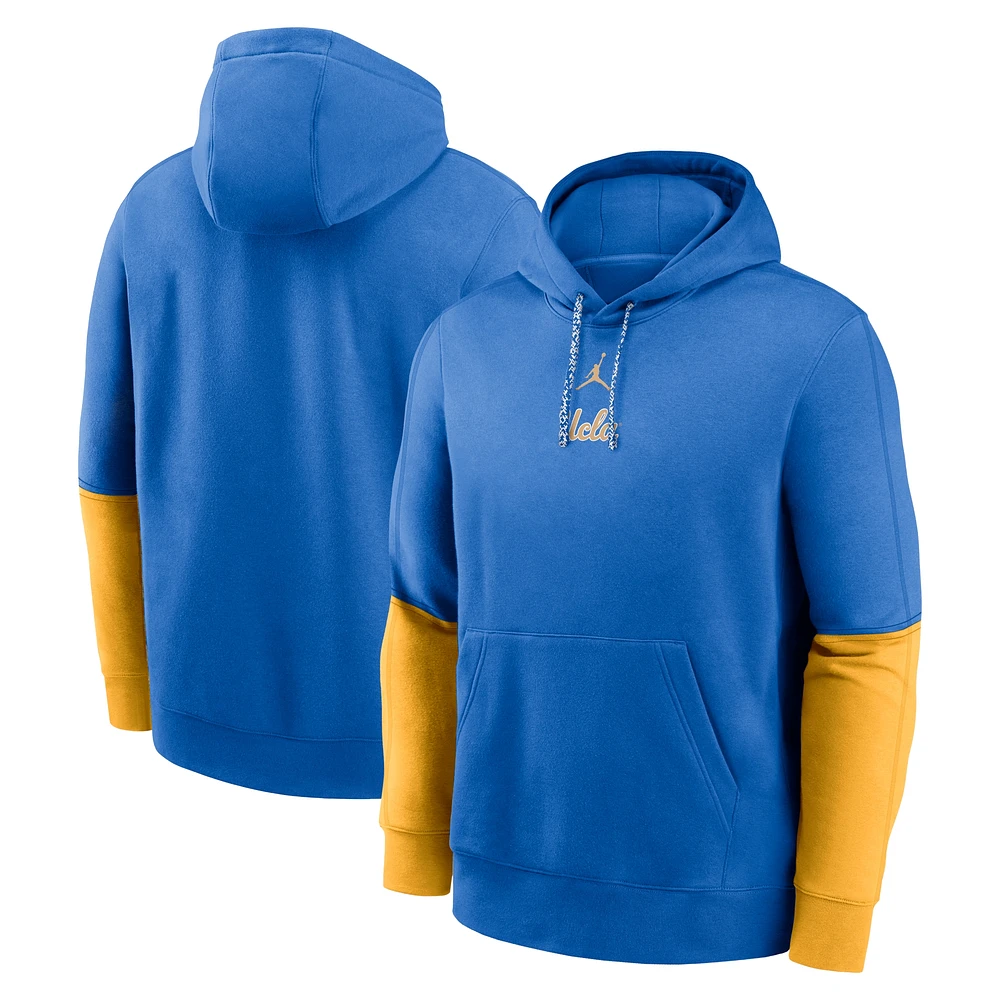 Sweat à capuche Jordan Brand bleu/or pour homme UCLA Bruins 2024 Sideline Club