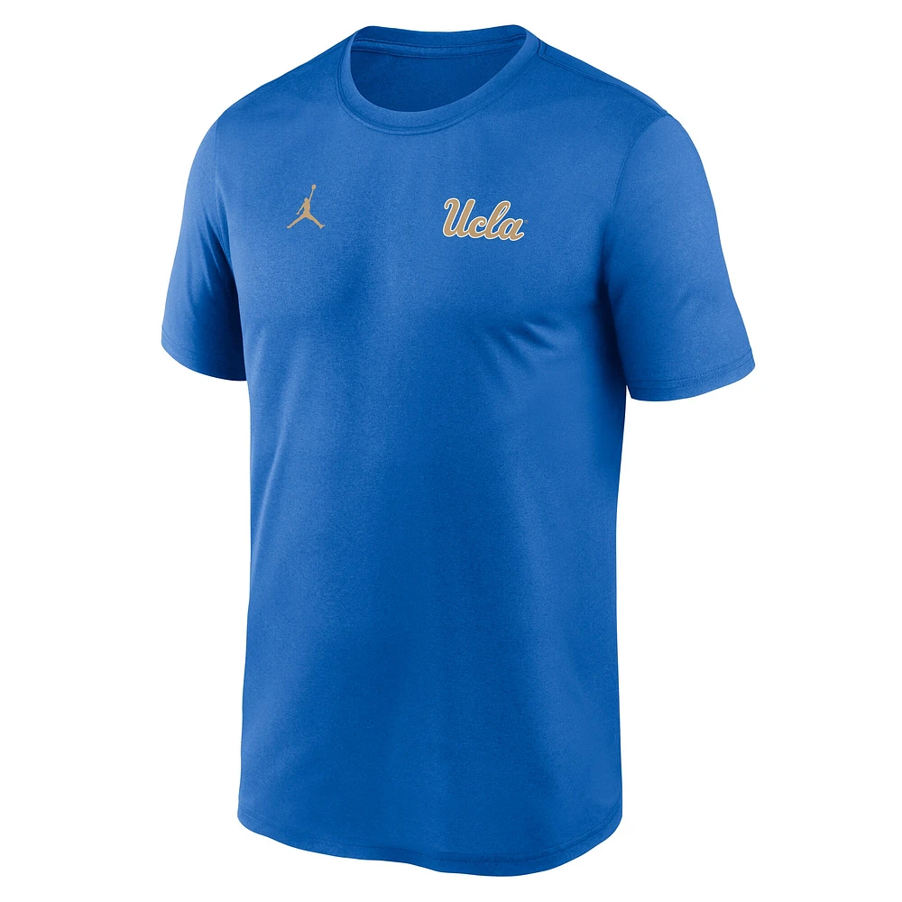 T-shirt Jordan Brand bleu pour homme, UCLA Bruins 2025 Sideline, petit logo Legend Performance