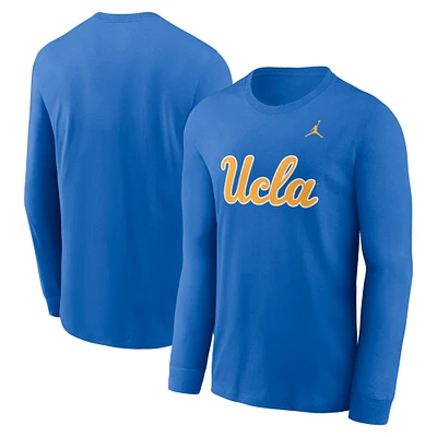 T-shirt Jordan Brand bleu à manches longues avec logo principal des Bruins de l'UCLA pour hommes