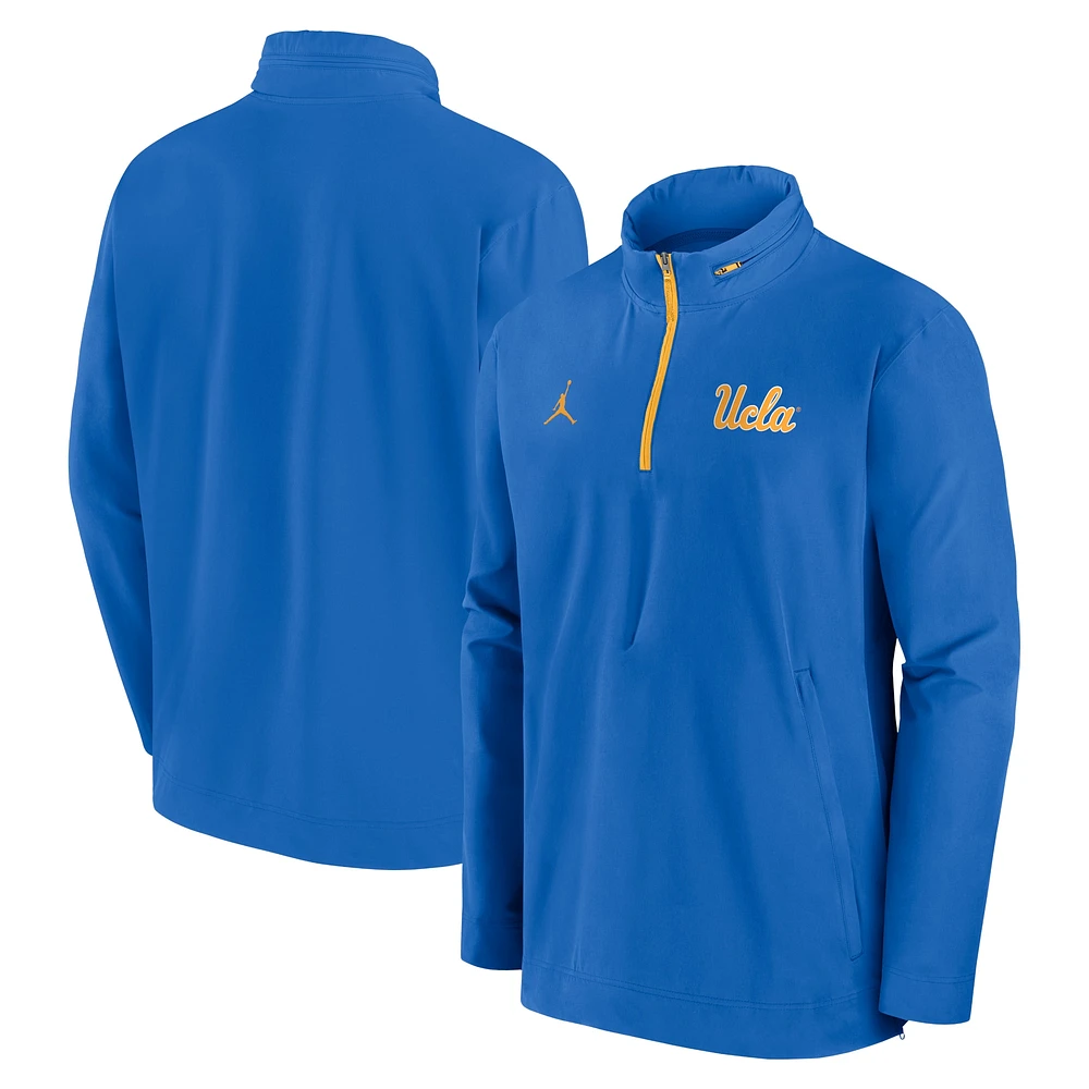 Veste Jordan Brand bleue pour homme avec fermeture éclair quart de tour entraîneur des Bruins l'UCLA