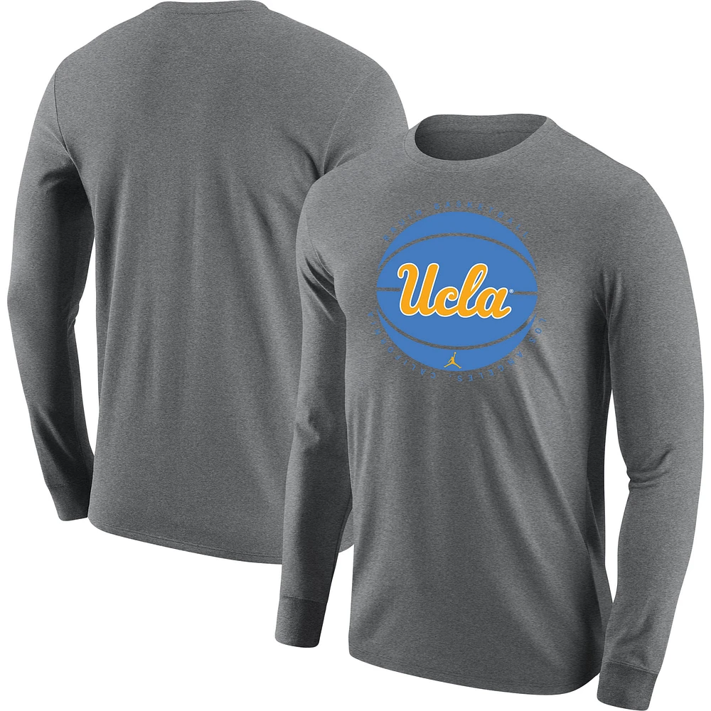 T-shirt à manches longues de basket-ball Jordan Brand gris UCLA Bruins pour hommes