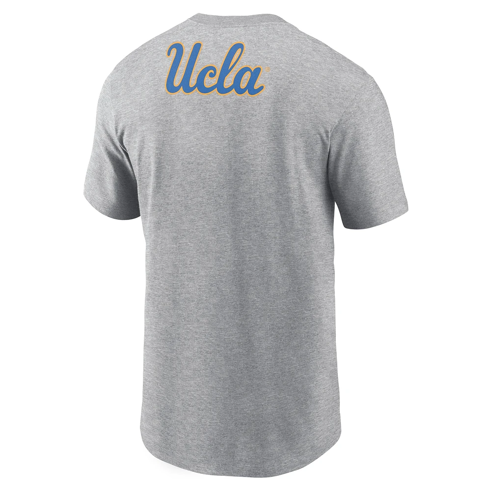 T-shirt Jordan Brand Heather Grey pour homme avec mascotte principale UCLA Bruins Campus 2-Hit