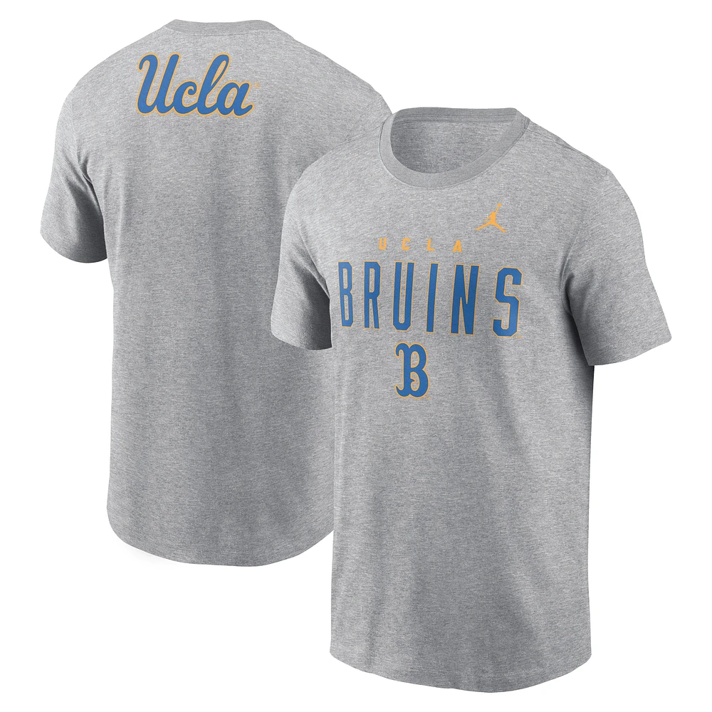 T-shirt Jordan Brand Heather Grey pour homme avec mascotte principale UCLA Bruins Campus 2-Hit