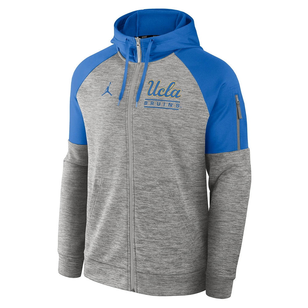 Men's Jordan Brand Heather Gray UCLA Bruins Fitness Raglan Performance Full-Zip Hoodie