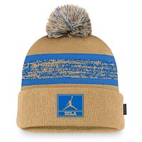 Men's Jordan Brand  Khaki UCLA Bruins On-Field Peak Cuffed Knit Hat with Pom