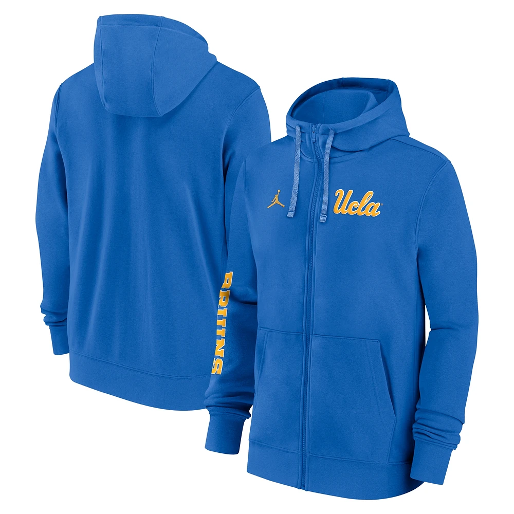 Sweat à capuche entièrement zippé Jordan Brand pour homme, bleu clair, UCLA Bruins 2024 Sideline