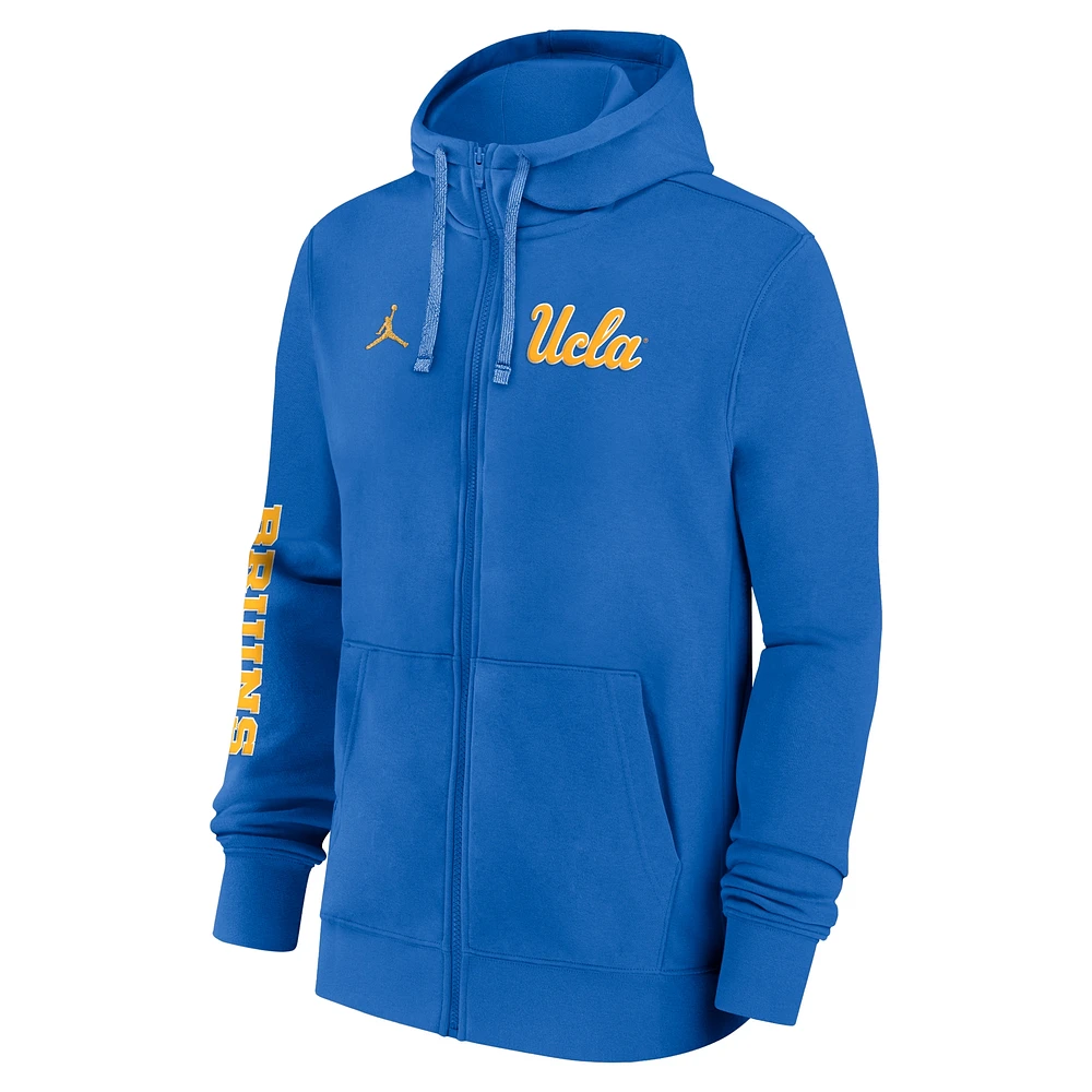 Sweat à capuche entièrement zippé Jordan Brand pour homme, bleu clair, UCLA Bruins 2024 Sideline