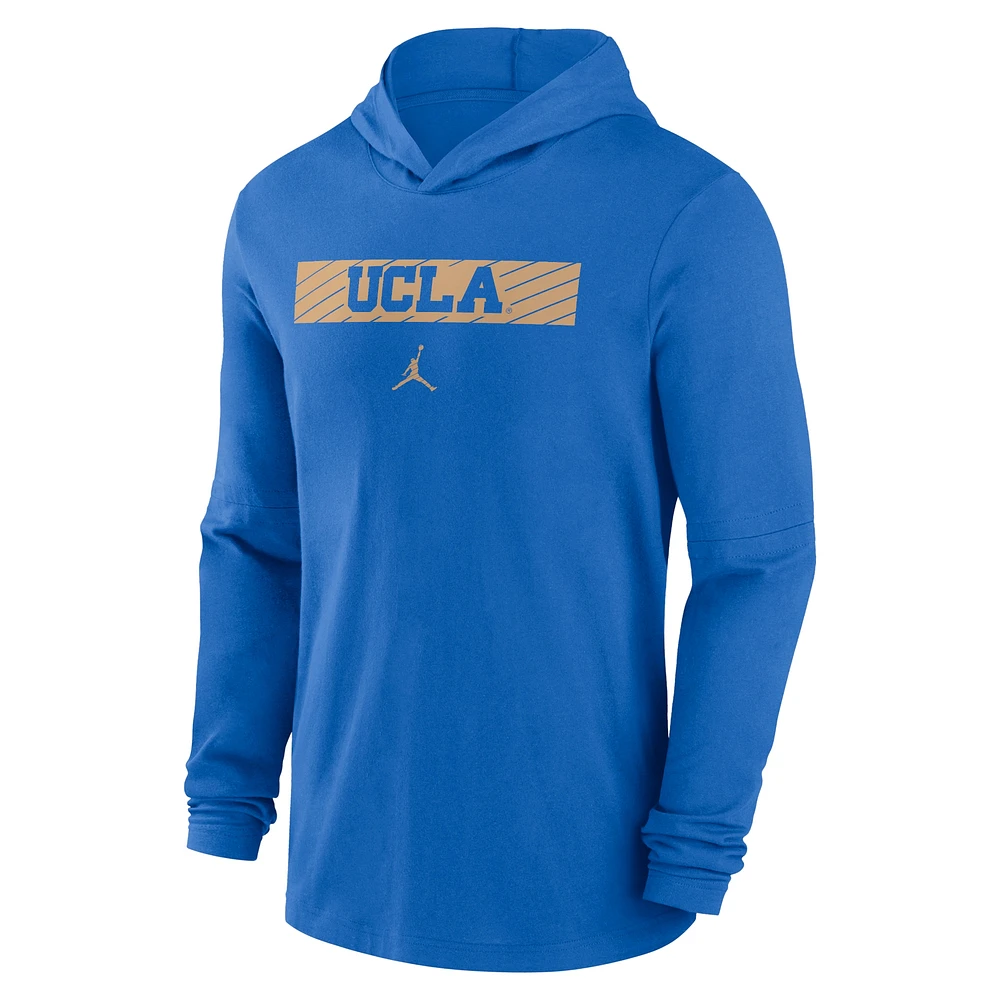 T-shirt à manches longues Jordan Brand Light Blue UCLA Bruins 2024 Sideline Hoodie Performance pour homme