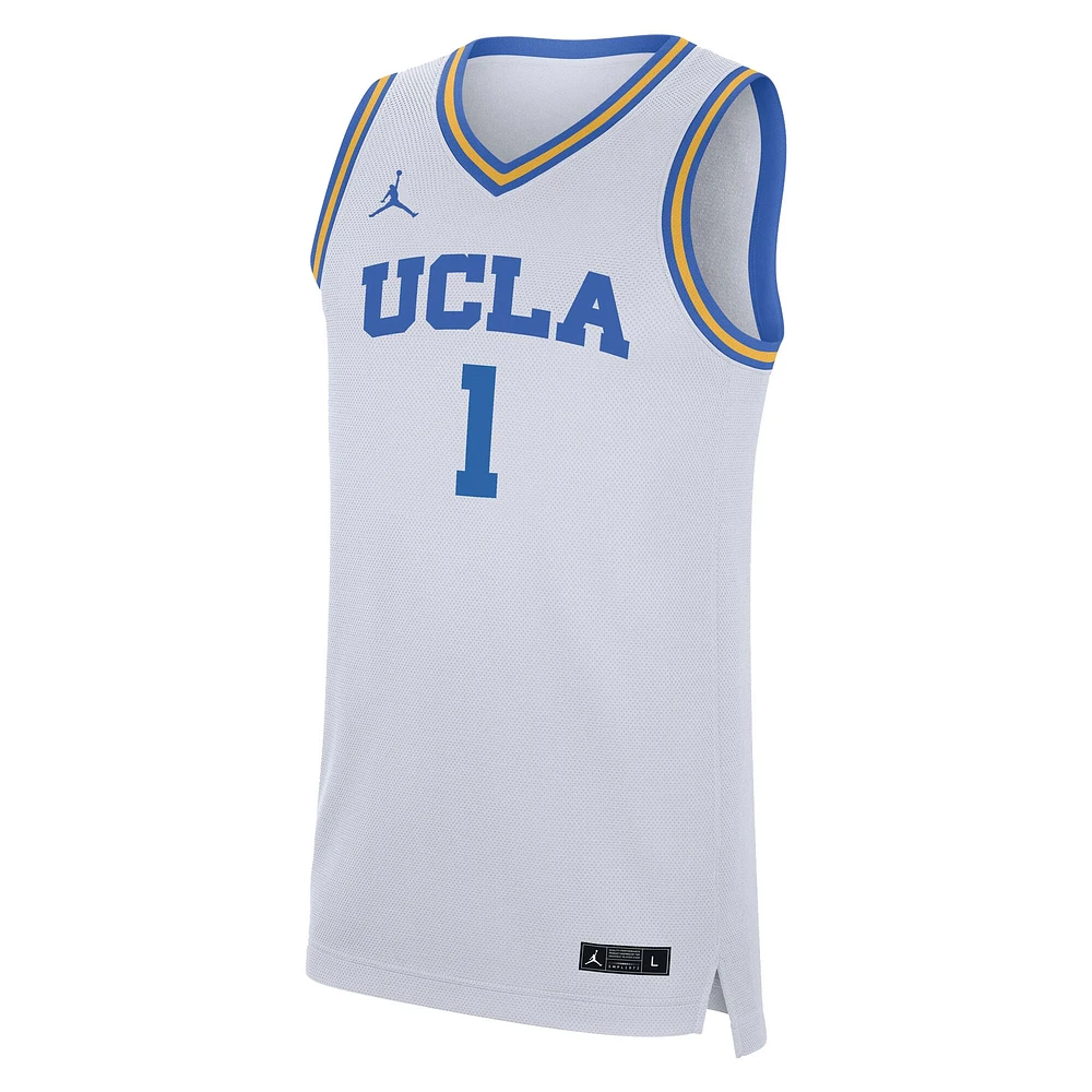 Maillot Jordan Brand #1 pour hommes, réplique des Bruins de l'UCLA, blanc