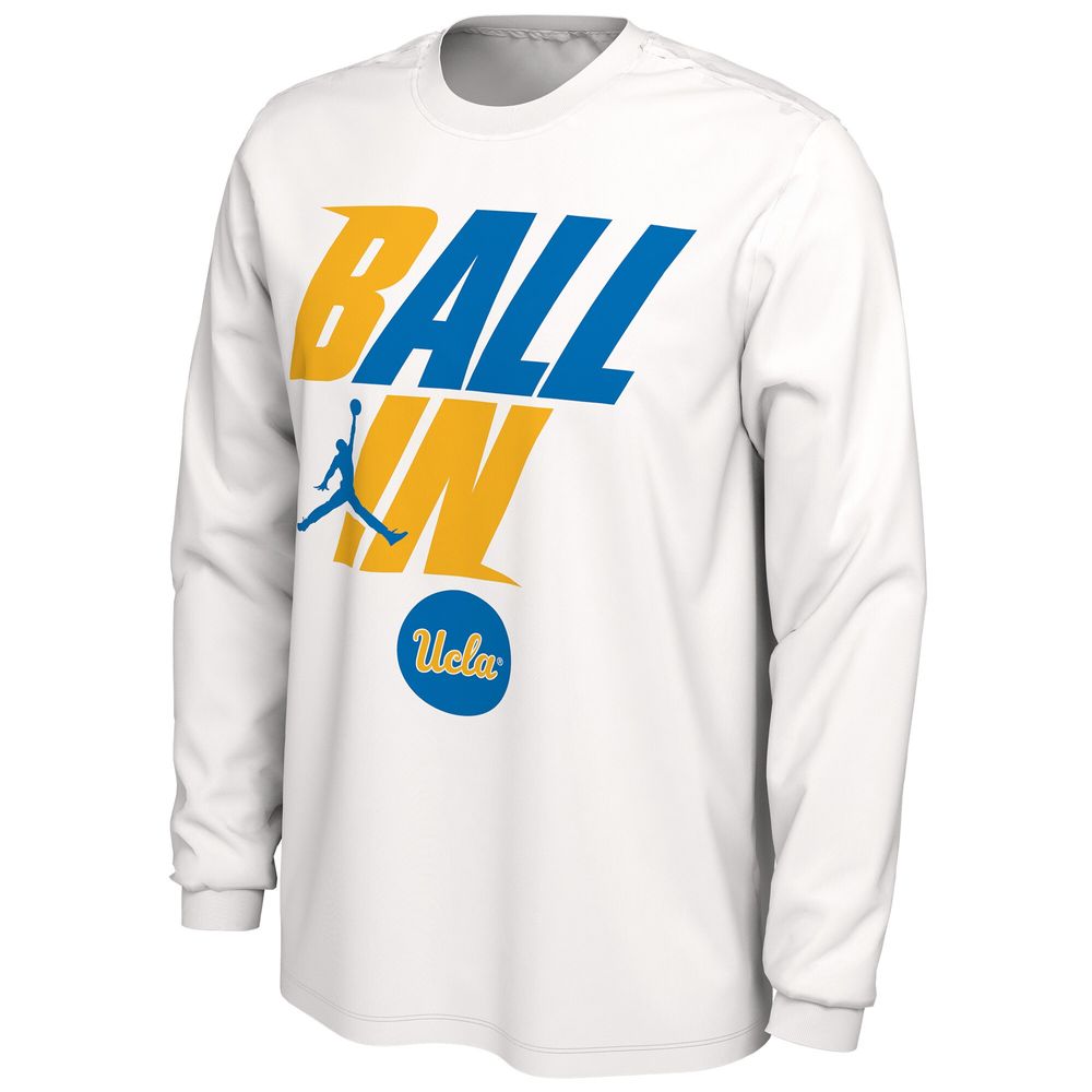 Men's Jordan Brand White UCLA Bruins Ball Bench Long Sleeve T-Shirt